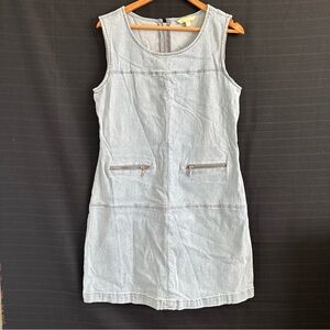 Hope & Harlow Light Wash Denim Jumper Shift Dress Sleeveless Womens Sz 6